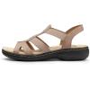 imageDREAM PAIRS Womens Comfortable Arch Support Dressy Flat Sandals Elastic Open Toe Walking Shoes for SummerTaupe