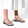 imageDREAM PAIRS Womens Comfortable Arch Support Dressy Flat Sandals Elastic Open Toe Walking Shoes for SummerTaupe