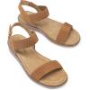 imageDREAM PAIRS Womens Comfortable Dressy Cork Low Wedge Heels Cute Summer One Band Casual Flat Sandals with Adjustable Ankle StrapCamel