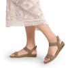 imageDREAM PAIRS Womens Comfortable Dressy Cork Low Wedge Heels Cute Summer One Band Casual Flat Sandals with Adjustable Ankle StrapTaupe