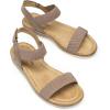 imageDREAM PAIRS Womens Comfortable Dressy Cork Low Wedge Heels Cute Summer One Band Casual Flat Sandals with Adjustable Ankle StrapTaupe