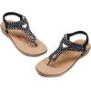 imageDREAM PAIRS Womens Comfortable Dressy Flat Sandals Rhinestone Elastic TStrap Thong Sandals for Summer BeachBlackBrownnubuck