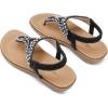 imageDREAM PAIRS Womens Comfortable Dressy Flat Sandals Rhinestone Elastic TStrap Thong Sandals for Summer BeachBlackBrownnubuck