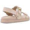 imageDREAM PAIRS Womens Comfortable Open Toe Flat Sandals Fashion One Band Summer Dessy SandalsBeigepu