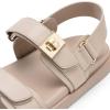 imageDREAM PAIRS Womens Comfortable Open Toe Flat Sandals Fashion One Band Summer Dessy SandalsBeigepu