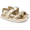 imageDREAM PAIRS Womens Comfortable Open Toe Flat Sandals Fashion One Band Summer Dessy SandalsGoldmetallic