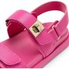 imageDREAM PAIRS Womens Comfortable Open Toe Flat Sandals Fashion One Band Summer Dessy SandalsHot Pink