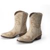 imageDREAM PAIRS Womens Cowboy Cowgirl Western Ankle Boots Low Chunky Heels Square Toe Fall Short Booties ShoesBeige