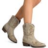 imageDREAM PAIRS Womens Cowboy Cowgirl Western Ankle Boots Low Chunky Heels Square Toe Fall Short Booties ShoesBeige