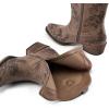 imageDREAM PAIRS Womens Cowboy Cowgirl Western Ankle Boots Low Chunky Heels Square Toe Fall Short Booties ShoesBrown