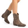 imageDREAM PAIRS Womens Cowboy Cowgirl Western Ankle Boots Low Chunky Heels Square Toe Fall Short Booties ShoesBrown