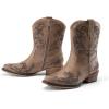 imageDREAM PAIRS Womens Cowboy Cowgirl Western Ankle Boots Low Chunky Heels Square Toe Fall Short Booties ShoesBrown