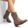 imageDREAM PAIRS Womens Cowboy Cowgirl Western Ankle Boots Low Chunky Heels Square Toe Fall Short Booties ShoesBrown
