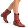 imageDREAM PAIRS Womens Cowboy Cowgirl Western Ankle Boots Low Chunky Heels Square Toe Fall Short Booties ShoesRed