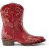 imageDREAM PAIRS Womens Cowboy Cowgirl Western Ankle Boots Low Chunky Heels Square Toe Fall Short Booties ShoesRed