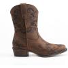 imageDREAM PAIRS Womens Cowboy Cowgirl Western Ankle Boots Low Chunky Heels Square Toe Fall Short Booties ShoesTan