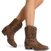 imageDREAM PAIRS Womens Cowboy Cowgirl Western Ankle Boots Low Chunky Heels Square Toe Fall Short Booties ShoesTan