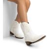 imageDREAM PAIRS Womens Cowboy Cowgirl Western Ankle Boots Low Chunky Heels Square Toe Fall Short Booties ShoesWhite