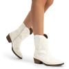imageDREAM PAIRS Womens Cowboy Cowgirl Western Ankle Boots Low Chunky Heels Square Toe Fall Short Booties ShoesWhite
