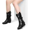 imageDREAM PAIRS Womens Cowgirl Boots Mid Calf Western Cowboy Chunky Heel Boots Slouchy ampamp Pullon Ankle Booties for womenBlack