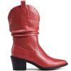 imageDREAM PAIRS Womens Cowgirl Boots Mid Calf Western Cowboy Chunky Heel Boots Slouchy ampamp Pullon Ankle Booties for womenRed