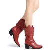 imageDREAM PAIRS Womens Cowgirl Boots Mid Calf Western Cowboy Chunky Heel Boots Slouchy ampamp Pullon Ankle Booties for womenRed