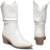 imageDREAM PAIRS Womens Cowgirl Boots Mid Calf Western Cowboy Chunky Heel Boots Slouchy ampamp Pullon Ankle Booties for womenWhite