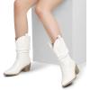 imageDREAM PAIRS Womens Cowgirl Boots Mid Calf Western Cowboy Chunky Heel Boots Slouchy ampamp Pullon Ankle Booties for womenWhite