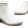 imageDREAM PAIRS Womens Cowgirl Boots Mid Calf Western Cowboy Chunky Heel Boots Slouchy ampamp Pullon Ankle Booties for womenWhite
