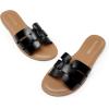 imageDREAM PAIRS Womens Dressy Slide Sandals Slipon Open Round Toe Flat Sandals Fashion Casual Comfortable Summer Beach Walking SlidesBlack