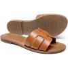 imageDREAM PAIRS Womens Dressy Slide Sandals Slipon Open Round Toe Flat Sandals Fashion Casual Comfortable Summer Beach Walking SlidesBrown