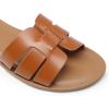 imageDREAM PAIRS Womens Dressy Slide Sandals Slipon Open Round Toe Flat Sandals Fashion Casual Comfortable Summer Beach Walking SlidesBrown