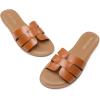 imageDREAM PAIRS Womens Dressy Slide Sandals Slipon Open Round Toe Flat Sandals Fashion Casual Comfortable Summer Beach Walking SlidesBrown