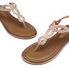 imageDREAM PAIRS Womens Flat Sandals Dressy Summer Stappy Comfortable Ankle Elastic TStrap Beach Thong SandalsRose Goldmetallic