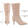 imageDREAM PAIRS Womens High Heel Mid Calf Boots Slouchy Pointed Toe Fall BootsNudeK