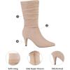 imageDREAM PAIRS Womens High Heel Mid Calf Boots Slouchy Pointed Toe Fall BootsNudeK