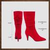 imageDREAM PAIRS Womens High Heel Mid Calf Boots Slouchy Pointed Toe Fall BootsRedK