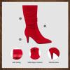 imageDREAM PAIRS Womens High Heel Mid Calf Boots Slouchy Pointed Toe Fall BootsRedK