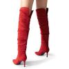 imageDREAM PAIRS Womens High Heels Over The Knee Boots Thigh High Pointed Toe Stiletto Long Fall Sexy BootsRedsuede