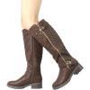 imageDREAM PAIRS Womens Knee High Boots Wide Calf Low Heel Riding Boots Fall Tall Boots for WomenBrown