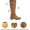 imageDREAM PAIRS Womens Knee High Boots Wide Calf Low Heel Riding Boots Fall Tall Boots for WomenCamelwidet