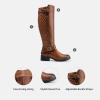 imageDREAM PAIRS Womens Knee High Boots Wide Calf Low Heel Riding Boots Fall Tall Boots for WomenTan