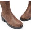 imageDREAM PAIRS Womens Lace Up Back Knee High Fashion Boots Low Block Heel Riding Boots Round Toe Side Zipper Fall BootsTannubuck