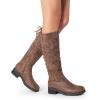 imageDREAM PAIRS Womens Lace Up Back Knee High Fashion Boots Low Block Heel Riding Boots Round Toe Side Zipper Fall BootsTannubuck