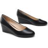 imageDREAM PAIRS Womens Low Wedges Heels Closed Round Toe Pumps Comfortable Slip On Dress Work Wedding ShoesBlackpu