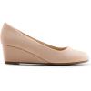 imageDREAM PAIRS Womens Low Wedges Heels Closed Round Toe Pumps Comfortable Slip On Dress Work Wedding ShoesNude