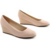 imageDREAM PAIRS Womens Low Wedges Heels Closed Round Toe Pumps Comfortable Slip On Dress Work Wedding ShoesNude