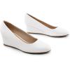 imageDREAM PAIRS Womens Low Wedges Heels Closed Round Toe Pumps Comfortable Slip On Dress Work Wedding ShoesWhite