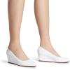 imageDREAM PAIRS Womens Low Wedges Heels Closed Round Toe Pumps Comfortable Slip On Dress Work Wedding ShoesWhite