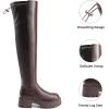 imageDREAM PAIRS Womens Platform Over The Knee Boots Lug Sole Round Toe Thigh High Long Chunky Block Heels Fall BootsBrownpu